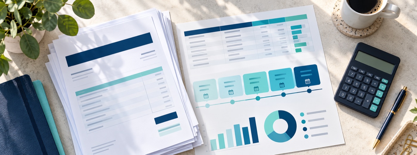 Invoice ledger and payment timing plan